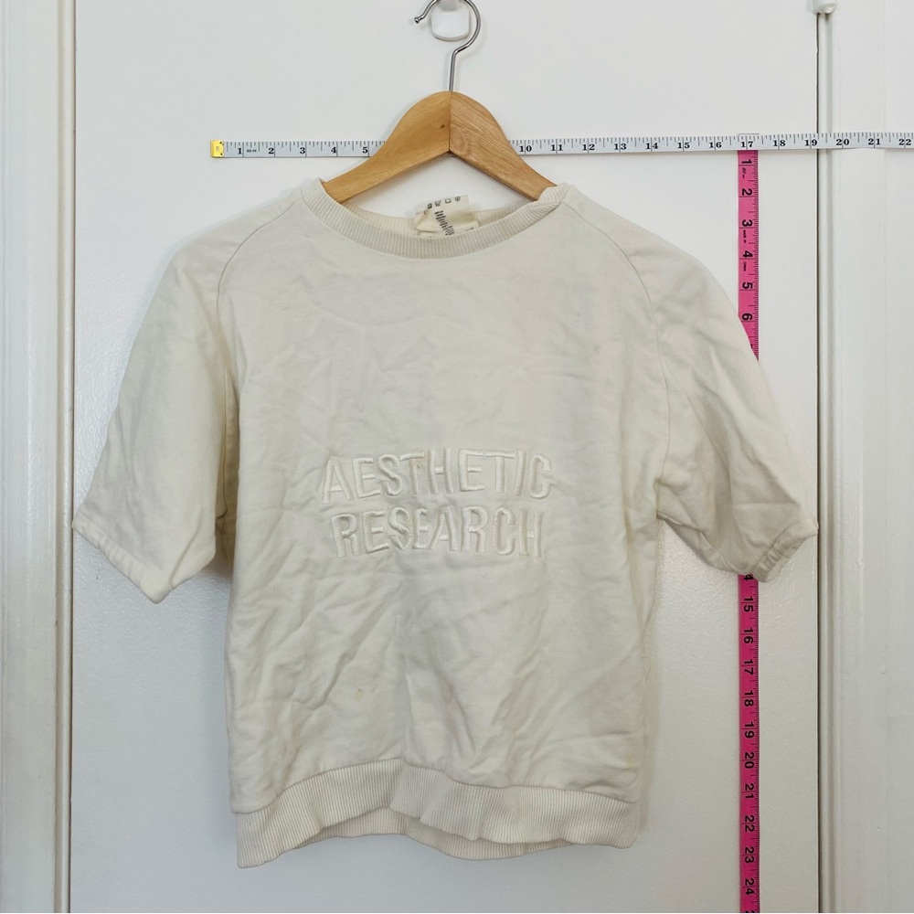 Hadjio Off White Aesthetic Research Raised Letter Short Sleeve Sweatshirt